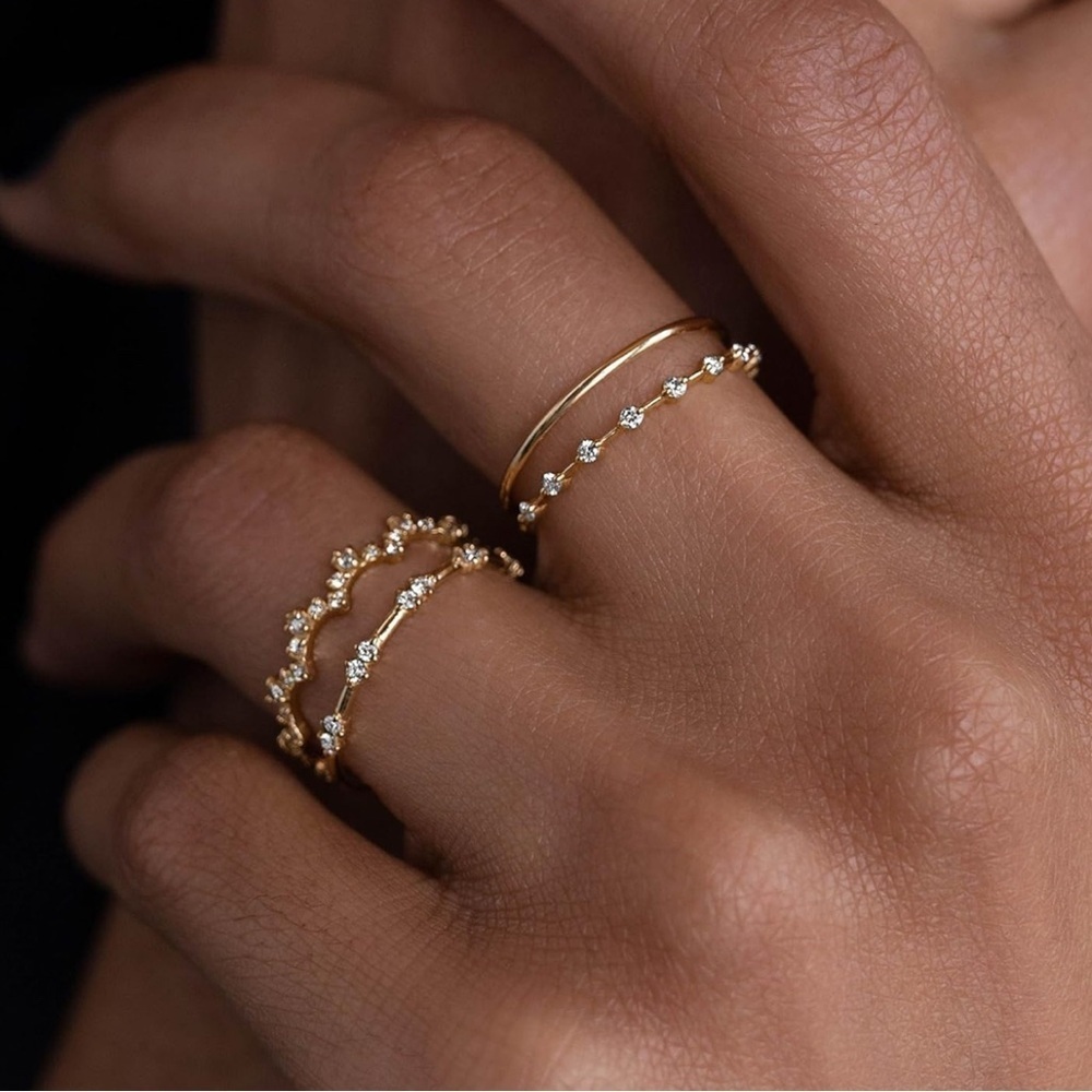 14k Gold Plated Cubic Zirconia 4pc Ring Set